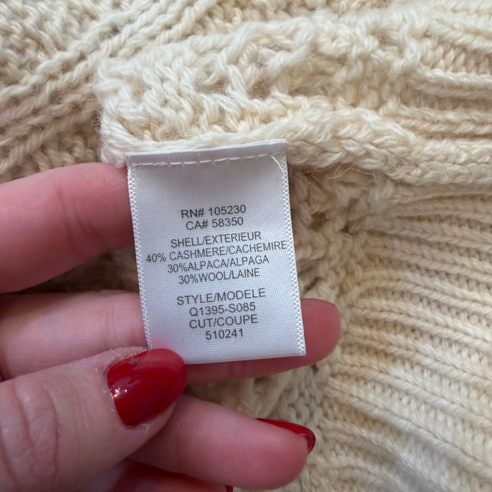Equipment Cashmere Wool and Alpaca Beige Cable Knit Cardigan Sweater - Picture 6 of 6